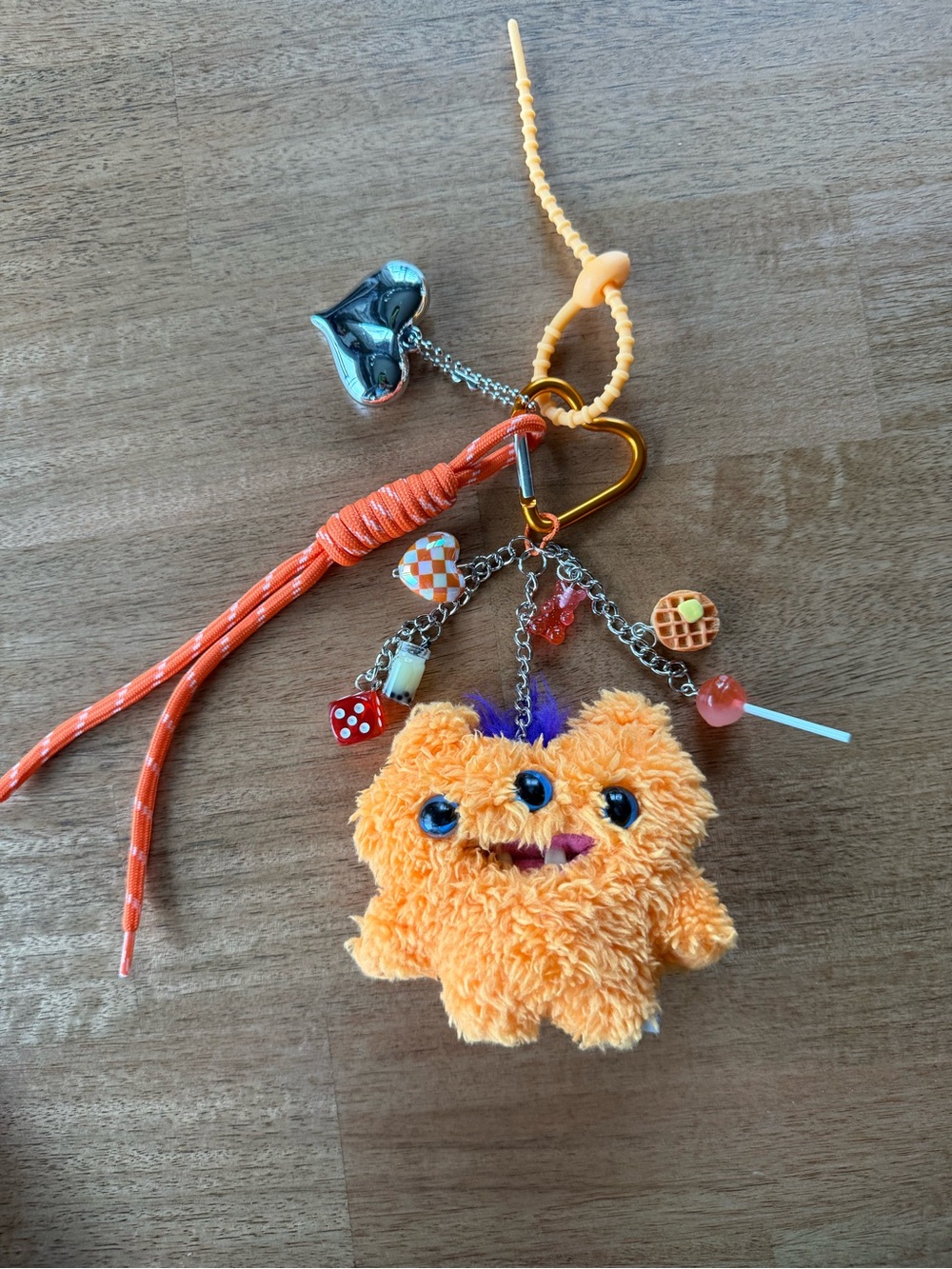 Plush Orange Fuggler handmade Keychain Charm